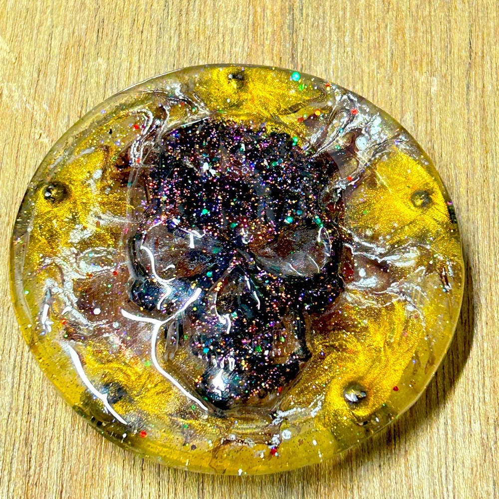 Glitter Skull Disc Golf Resin Mini Marker